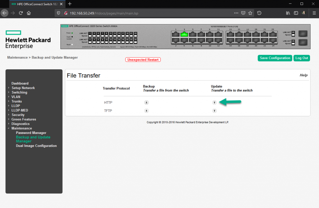 Atualizando Firmware do Switch HP 1820 (J9980A) Pense em TI